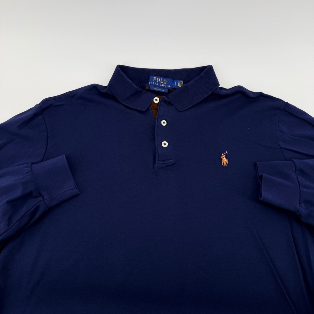 Polo Ralph Lauren Classic Fit Long Sleeve Polo Shirt Navy Blue Kids L 14-16